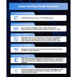 ISCOOTER iX6 - Trottinette électrique 1000W 48V 17.5AH